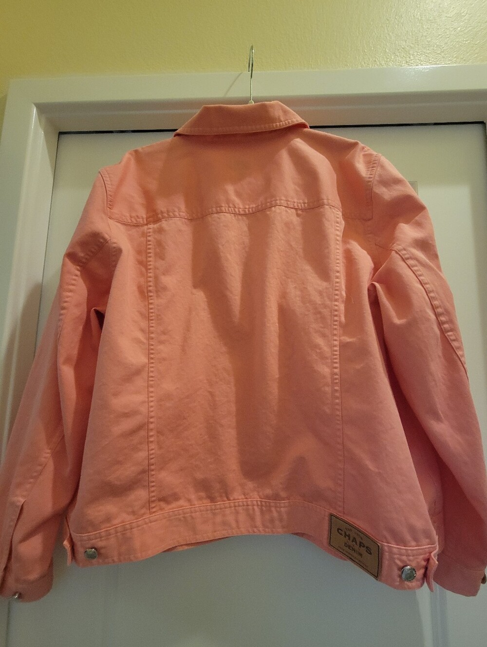 Chaps Women's Coral Pink Button-Front Jean Jacket 2X - Picture 7 of 9